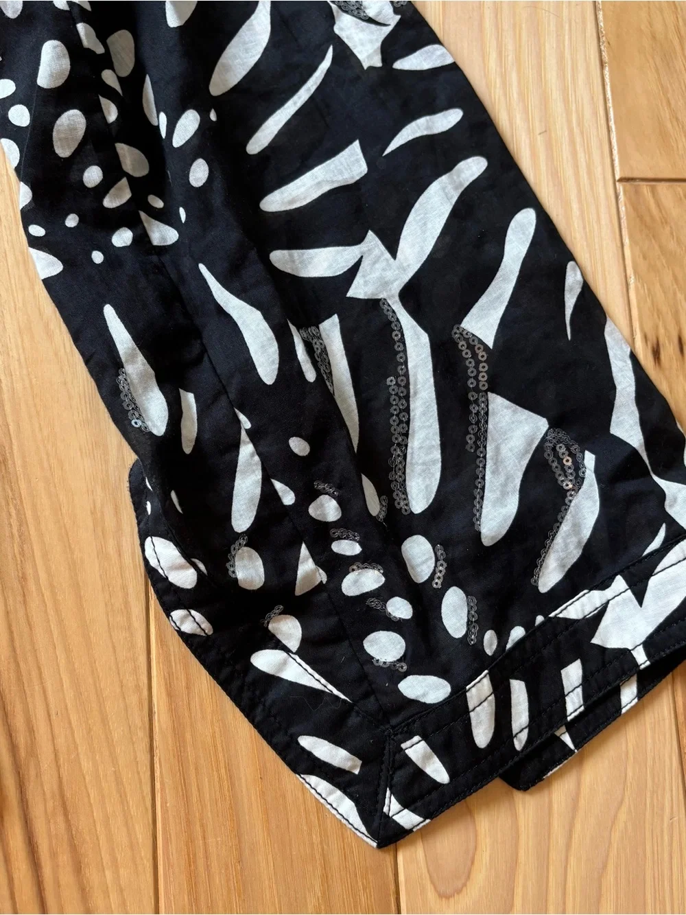 Tory Burch Black White Patterned Sequin Embellished Cotton Swim Coverup